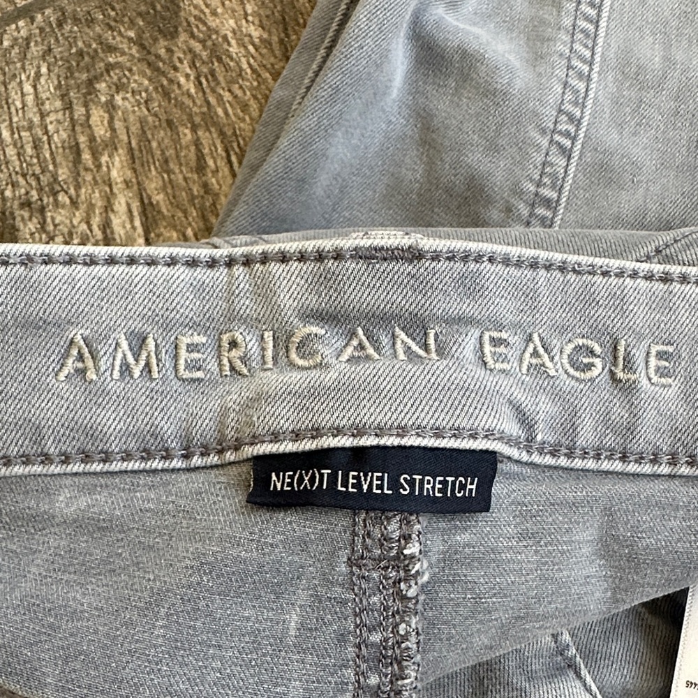 American Eagle Gray Forward Seam Skinny Jeans High Waisted Stretch Size 4 - Picture 2 of 11
